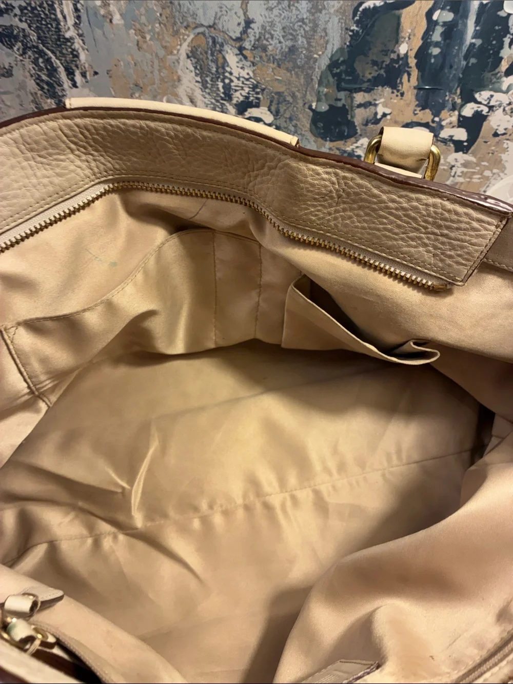 Genuine Vintage Coach Hampton 2006Cream Leather Tote with Braided Trim